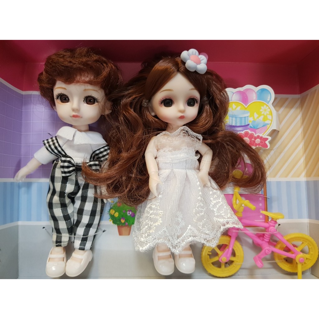 đồ chơi búp bê bộ 2 búp bê nam nữ cao 13cm khớp cầu