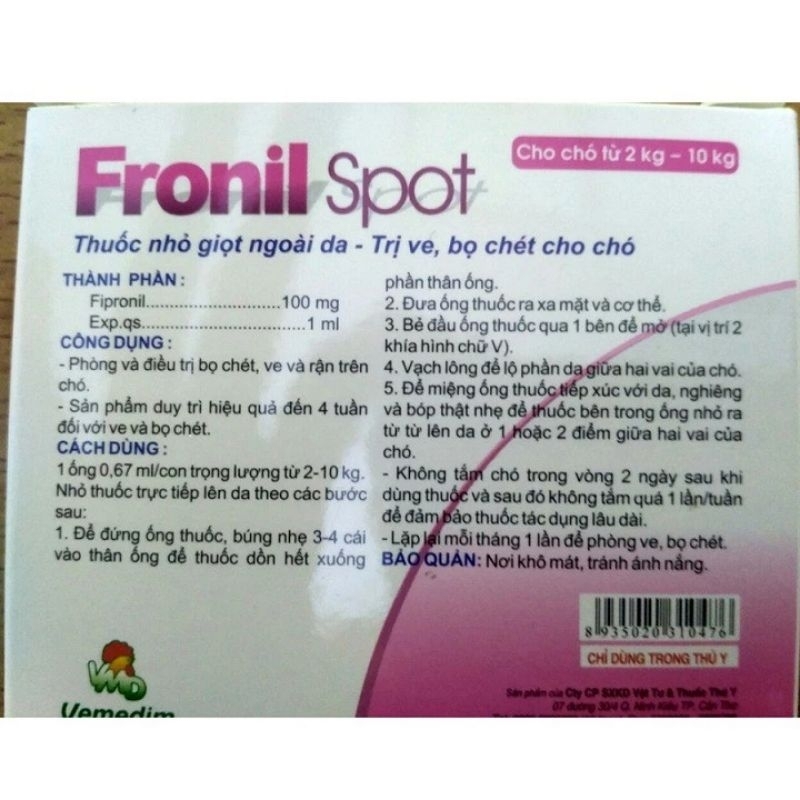 Nhỏ gáy trị ve rận Fronil Spot