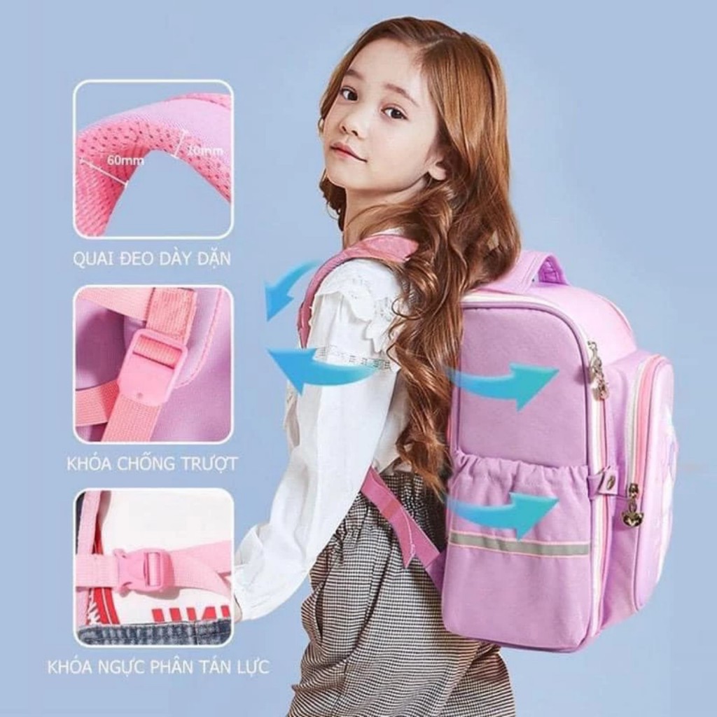 Balo chống gù cho bé gái bé trai siêu nhẹ và nhiều mẫu đáng yêu lớp 1-6
