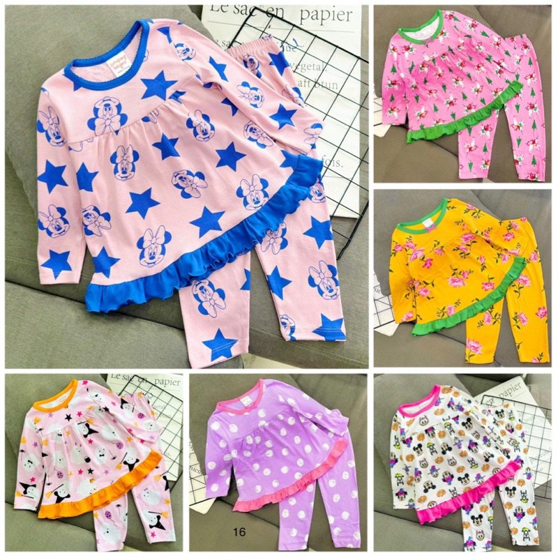 9-23kg Bộ tay dài quần dài bé gái thun borip mềm vải đẹp giữ ấm tốt MSP 941