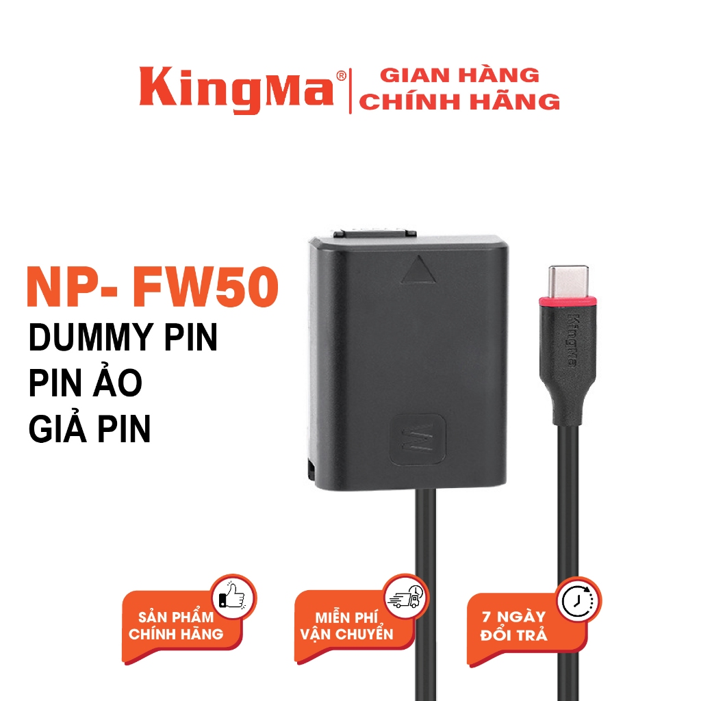 Pin Ảo/Giả Pin/Dummy Pin NP-FW50 Chính Hãng KINGMA. For SONY NP-FW50
