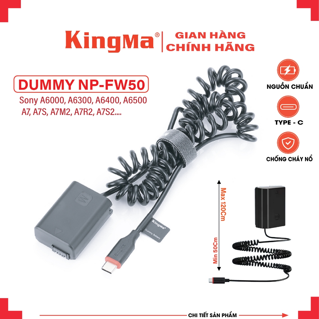 Pin Ảo/Giả Pin/Dummy Pin NP-FW50 Chính Hãng KINGMA. For SONY NP-FW50