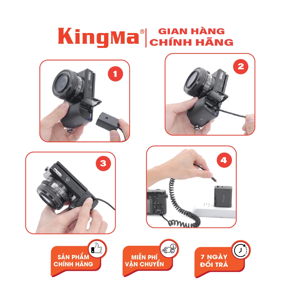 Pin Ảo/Giả Pin/Dummy Pin NP-FW50 Chính Hãng KINGMA. For SONY NP-FW50