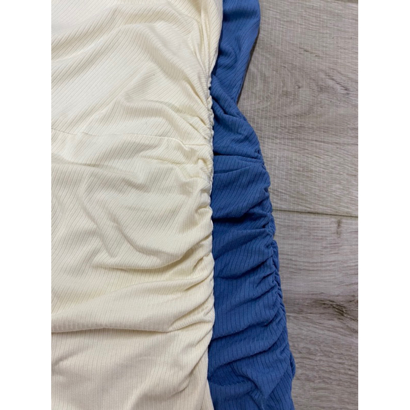 Đầm bodycon rút dây F21 xanh/trắng | Ruched Bodycon Midi Dress