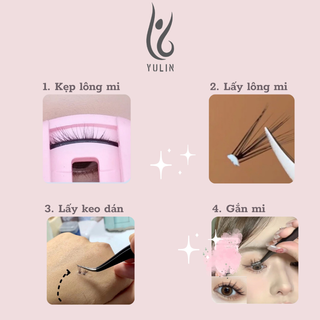 Mi giả tách sợi siêu mảnh và tự nhiên YULIN mã A04, mi tách sợi tặng kèm keo và kẹp lấy