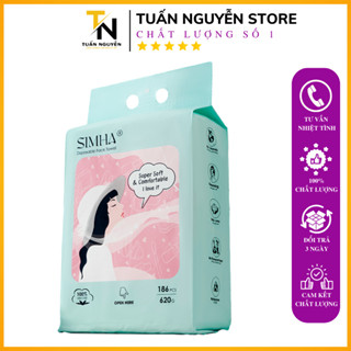 Khăn giấy khô Simha túi rút 186 tờ dạng rút 100% viscose dùng an toàn cho bé lau mặt và lau đa năng