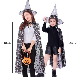 Áo Choàng Phù Thuỷ Kèm Mũ Halloween (Hàng Loại Đẹp ko kèm giỏ)