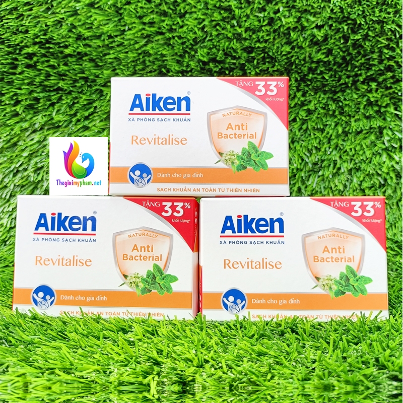Combo 3 Xà Bông Cục Sạch Khuẩn Aiken 120g