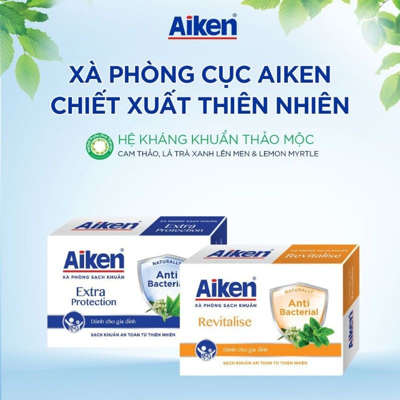 Combo 3 Xà Bông Cục Sạch Khuẩn Aiken 120g