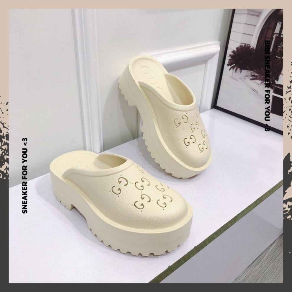 Dép Sục Gucci Nữ, Dép GC Nữ Độn Đế Cao Su Đúc Cao Cấp Đế Cao 5cm Hot Trend 2023 S22