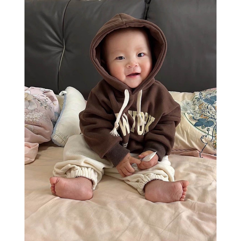 Áo nỉ hoodie cho bé trai bé gái, áo nỉ trần bông  dày dặn cho bé phong cách hàn quốc