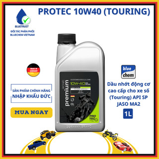 Dầu nhớt tổng hợp toàn phần xe máy, pkl bluechem protec 10w40 , api sp, jaso ma2, ester core, pao - 1 lít
