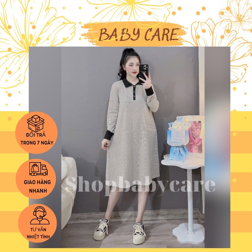 ĐẦM BẦU THU ĐÔNG DÁNG DÀI KÈM KHĂN ĐIỆU ĐÀ M296- VÁY BẦU KẺ CÁ TÍNH TRẺ TRUNG