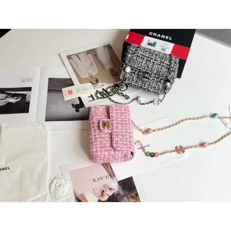 Túi Em chéo Xleo tweed haiba B mini chất dạ siêu đẹp xích pha da kèm charm xaleo Size 17 CM FULLBOX VIP NAM CHÂM w166-17