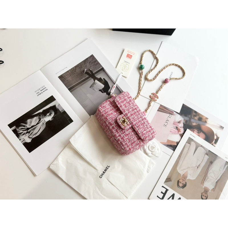 Túi Em chéo Xleo tweed haiba B mini chất dạ siêu đẹp xích pha da kèm charm xaleo Size 17 CM FULLBOX VIP NAM CHÂM w166-17