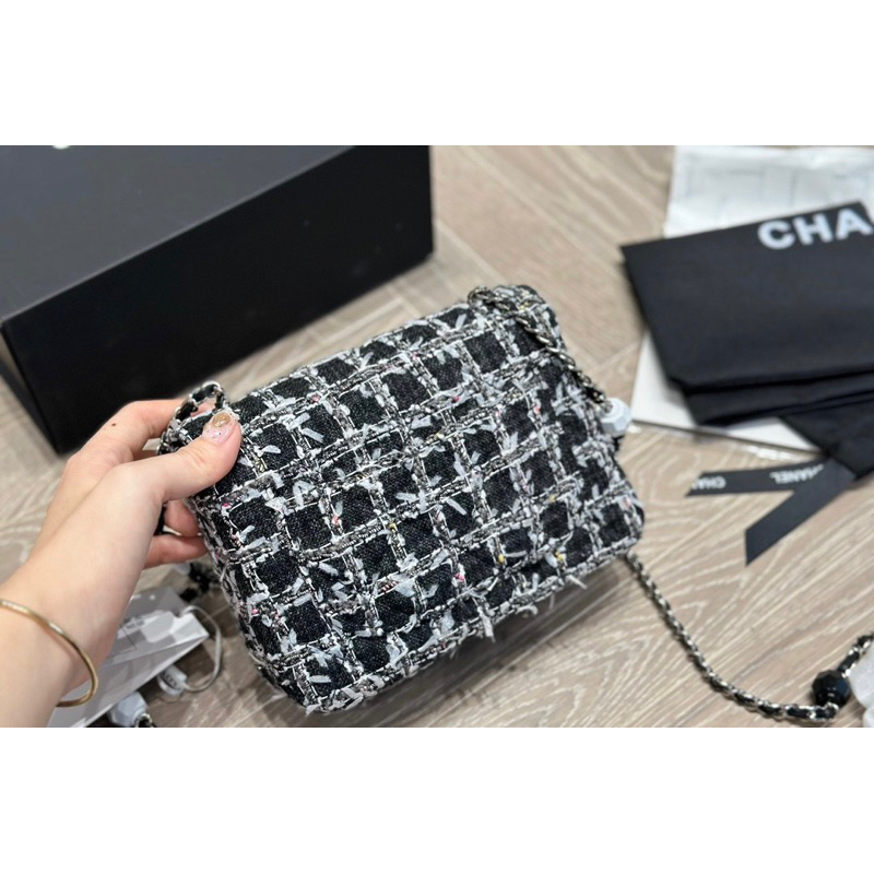 Túi Em chéo Xleo tweed haiba B mini chất dạ siêu đẹp xích pha da kèm charm xaleo Size 17 CM FULLBOX VIP NAM CHÂM w166-17