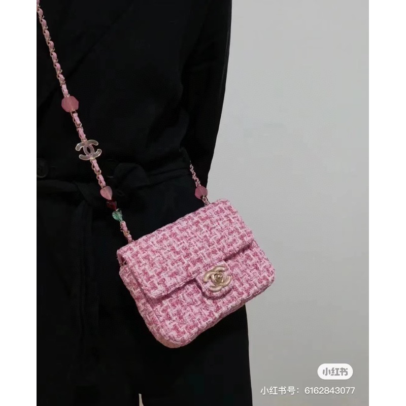 Túi Em chéo Xleo tweed haiba B mini chất dạ siêu đẹp xích pha da kèm charm xaleo Size 17 CM FULLBOX VIP NAM CHÂM w166-17