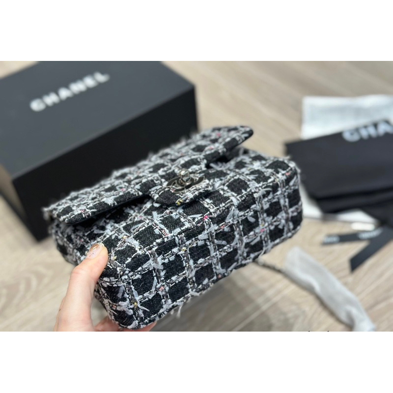 Túi Em chéo Xleo tweed haiba B mini chất dạ siêu đẹp xích pha da kèm charm xaleo Size 17 CM FULLBOX VIP NAM CHÂM w166-17