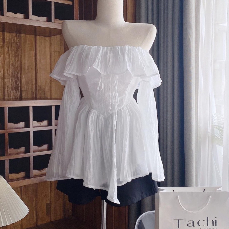 Sét Bộ Đũi Áo trễ Vai Kèm Quần Tafta