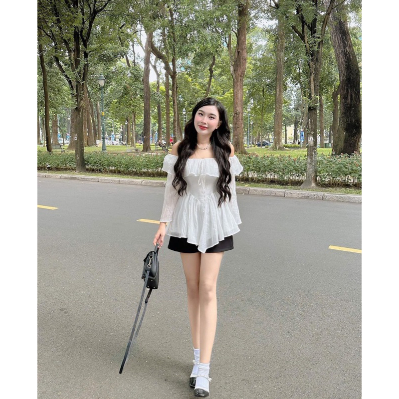 Sét Bộ Đũi Áo trễ Vai Kèm Quần Tafta