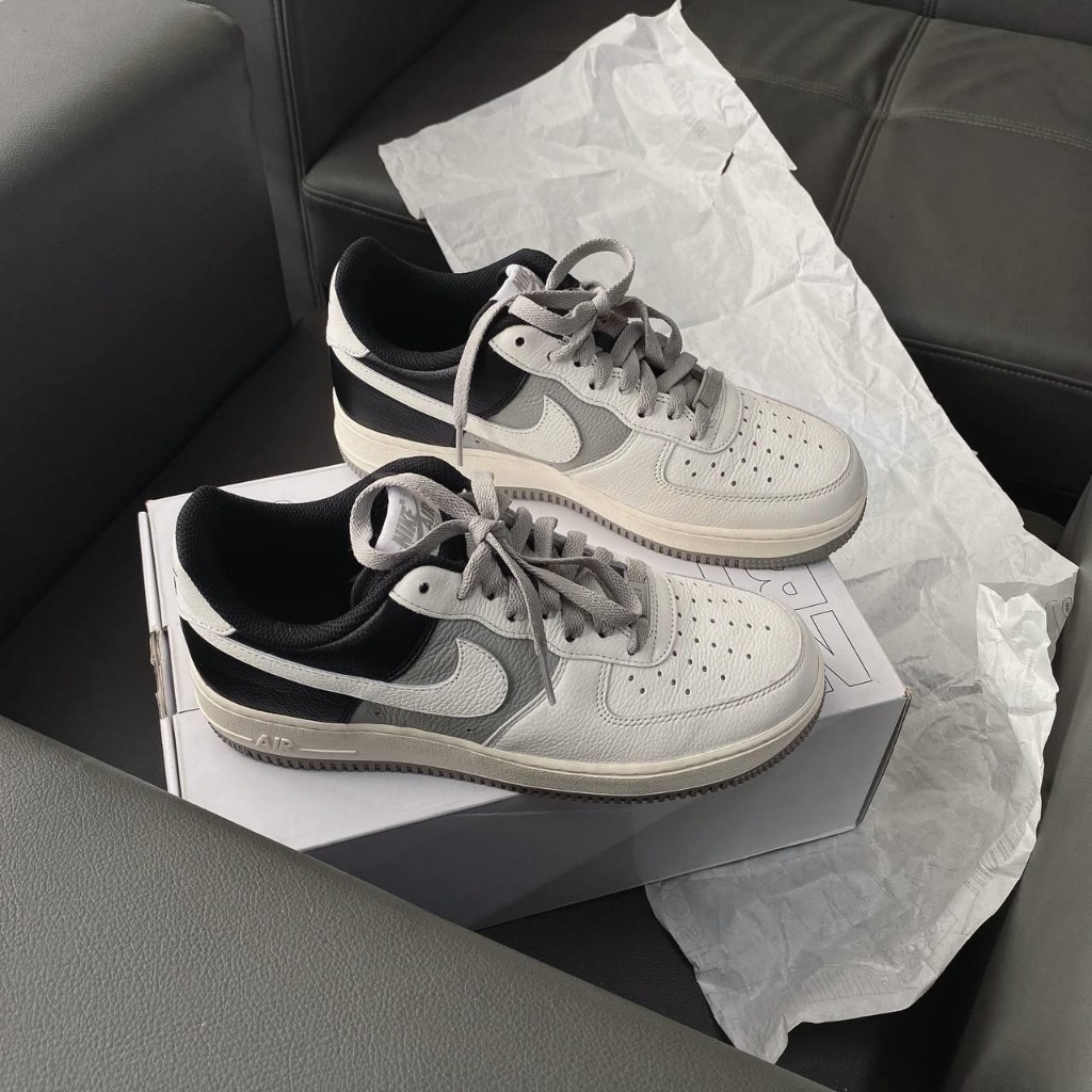 Giày Nike_Air Force 1 Custom Low Gót Đen Mũi Trắng,Giày AF1 Custom White,Black,Grey Bản Mới Nhất Hàng Cao Cấp.