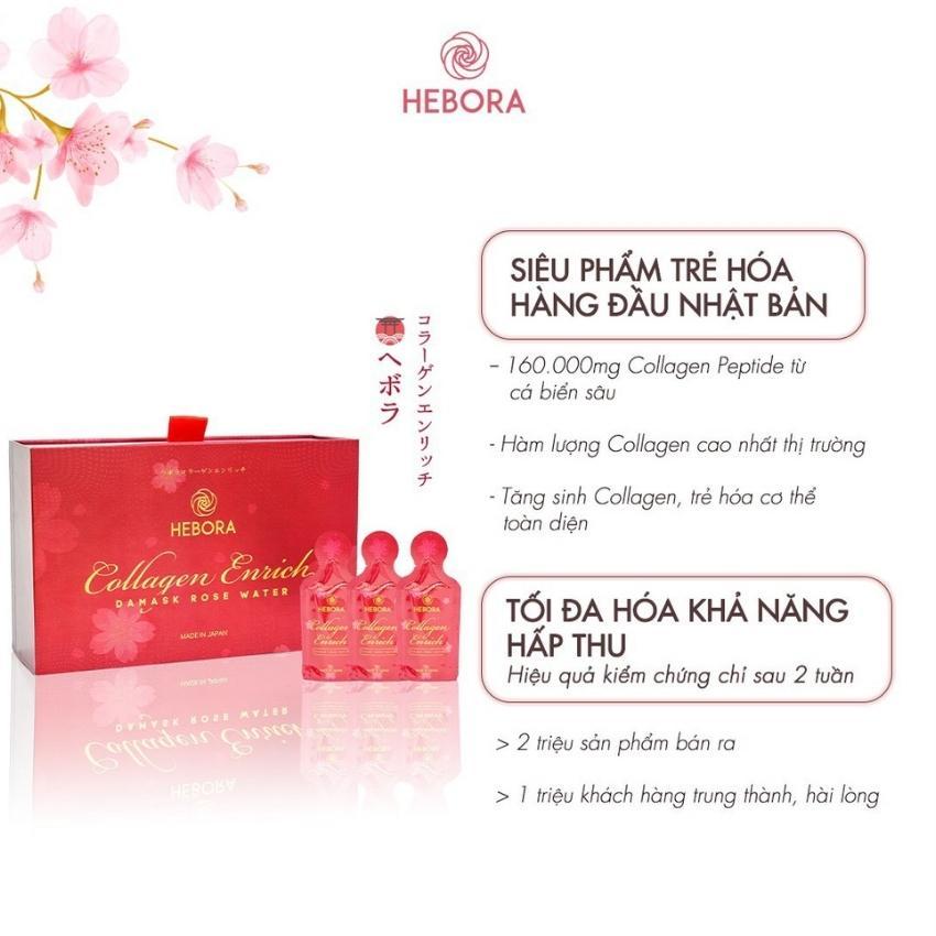 Nước Uống Collagen Hebora Enrich Nhật Bản Dạng Túi Trẻ Hóa Làn Da Hộp 28