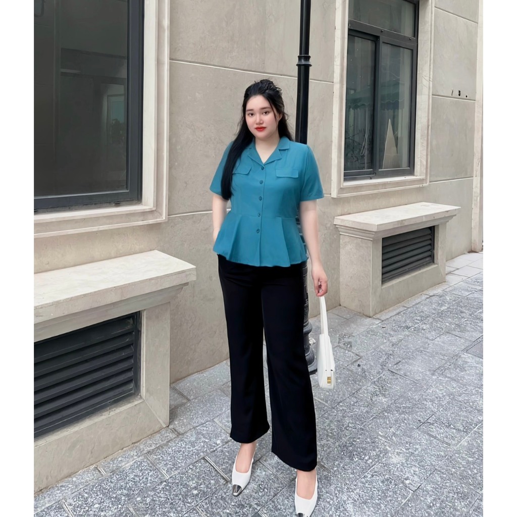 Set áo vest + quần ống suông BÉO DESIGN Bigsize 52kg đến 95kg