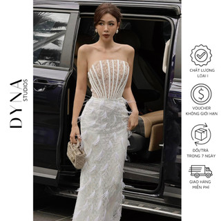 Váy ren cup hoa nổi corset 𝐀𝐒𝐇𝐘𝐋𝐄𝐘 chân váy dáng dài đính lông