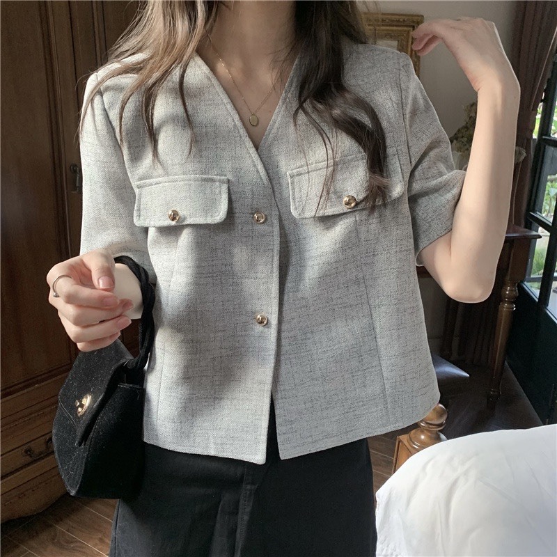 Áo sơ mi tay ngắn , áo sơ mi VGU hai nắp túi