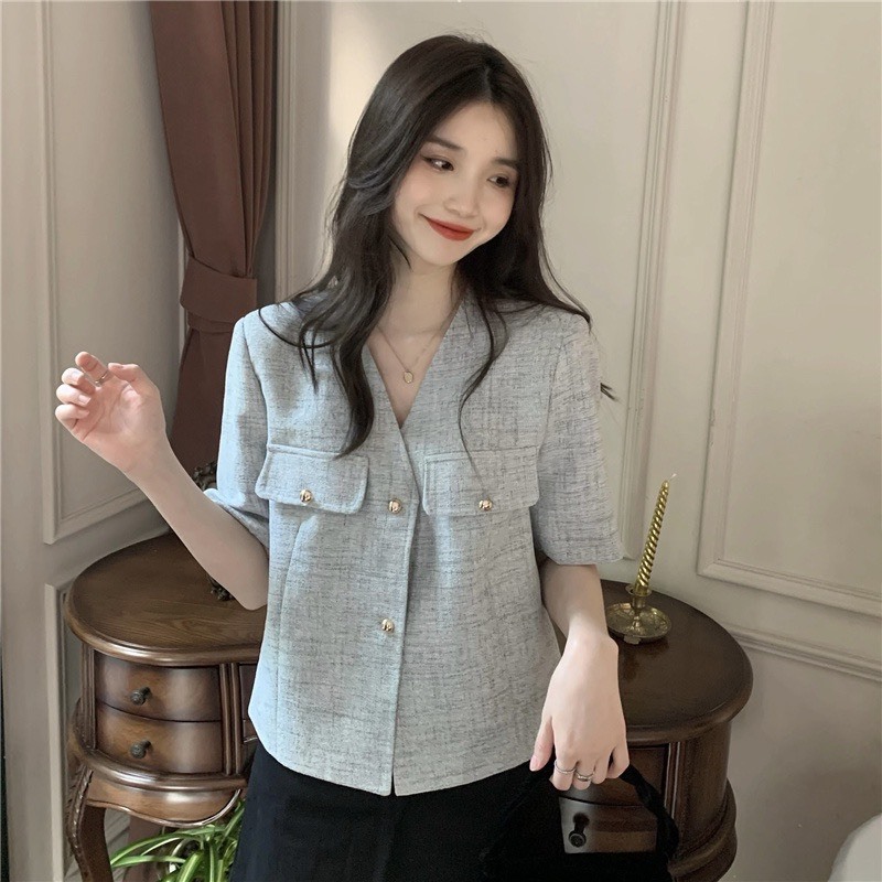 Áo sơ mi tay ngắn , áo sơ mi VGU hai nắp túi