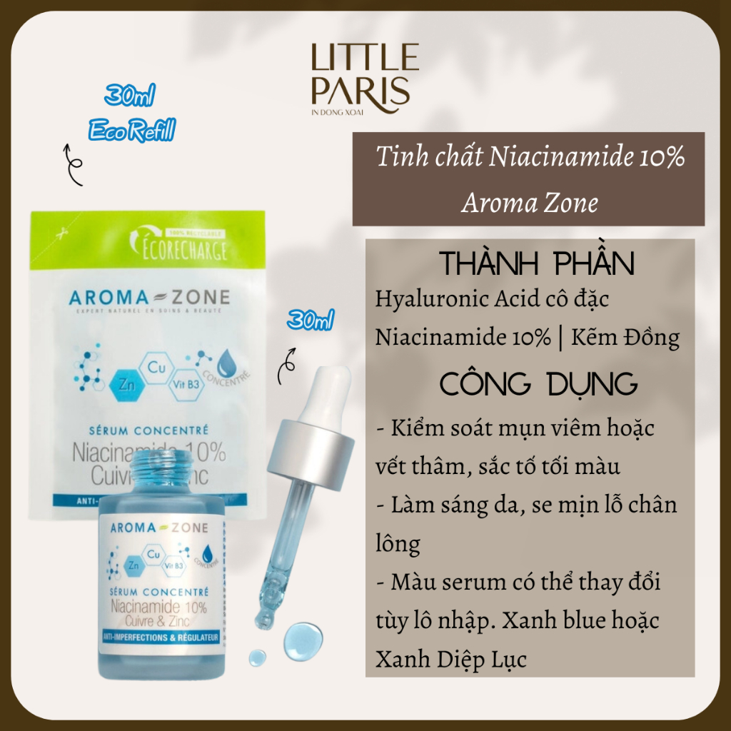 Tinh Chất Aroma Zone Serum Niacinamide 10% + Zinc Vitamin B3 30ml