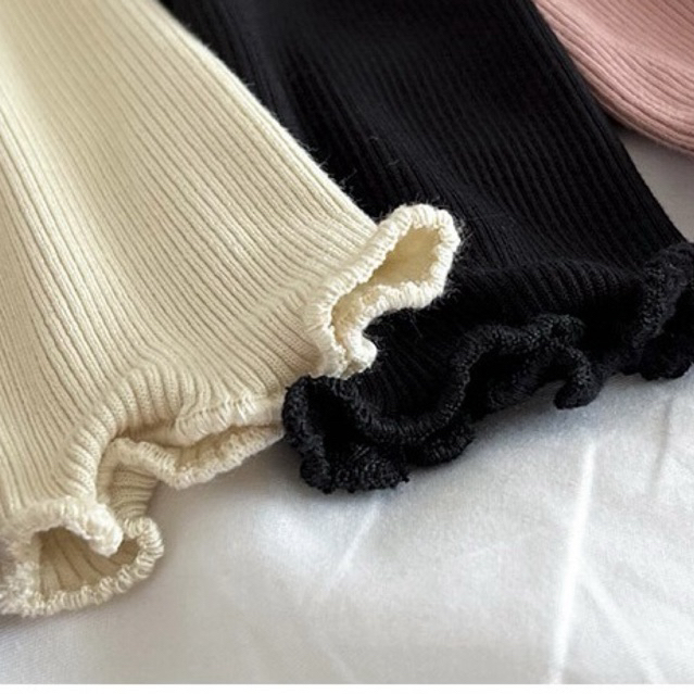 Áo Dài Tay Len Tăm Mỏng Nhẹ Nhún Bèo Cho Bé Gái Phong Cách Hàn Quốc Thu Đông 2023