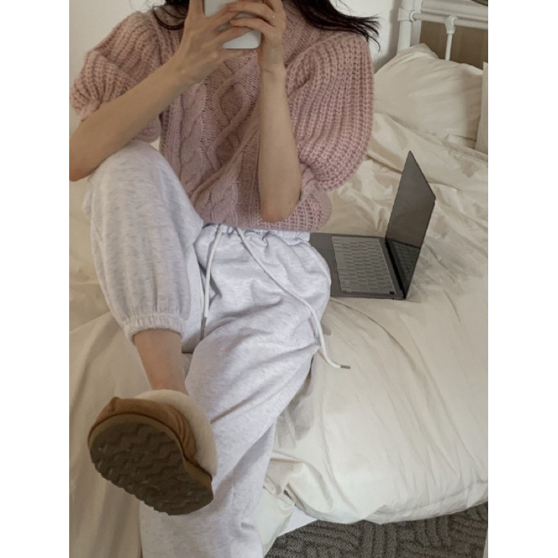 Ruly.studio - Áo len ngắn tay be kem