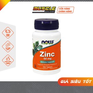 Viên uống Kẽm Now Foods Zinc Giúp Tăng Test Giảm Mụn Tăng Sinh Lý Tăng Miễn Dịch Bảo Vệ Cơ Thể Now Zinc Gluconate 50MG