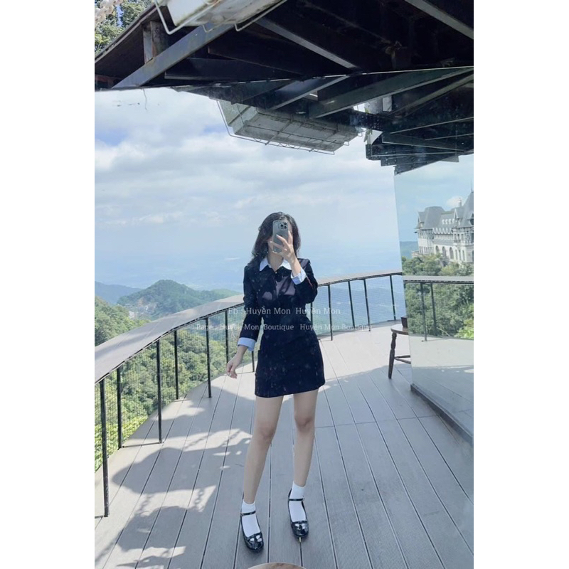 ☘️ VÁY PHỐI THOM BROWNE CỔ SEN HAI TÀ