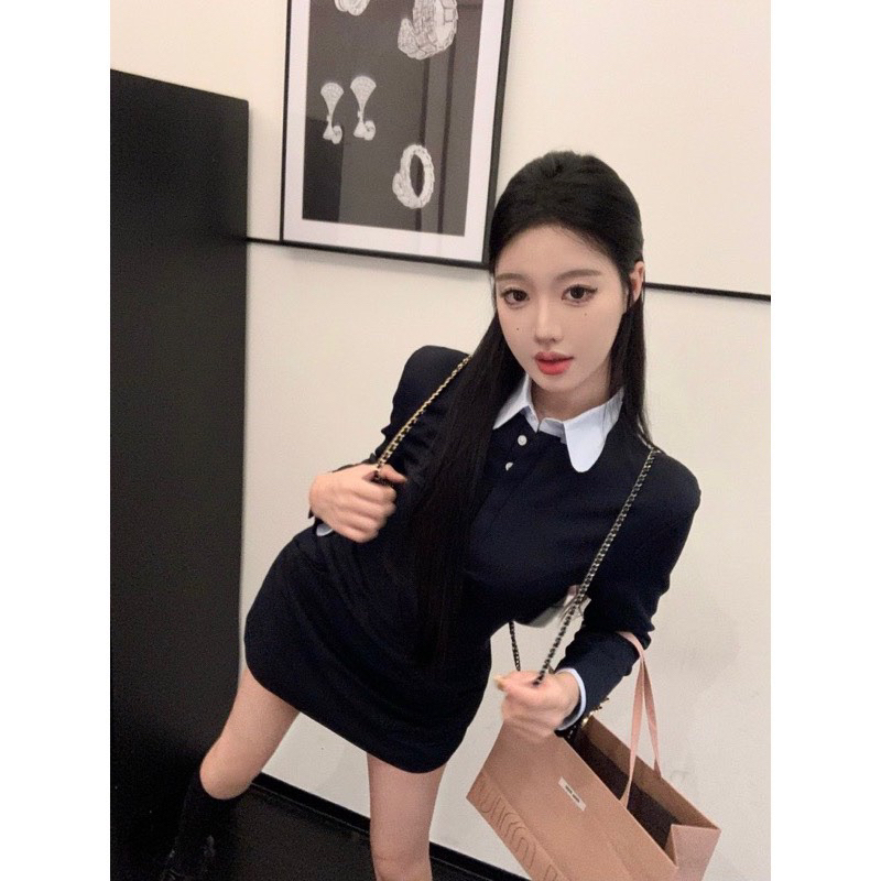 ☘️ VÁY PHỐI THOM BROWNE CỔ SEN HAI TÀ