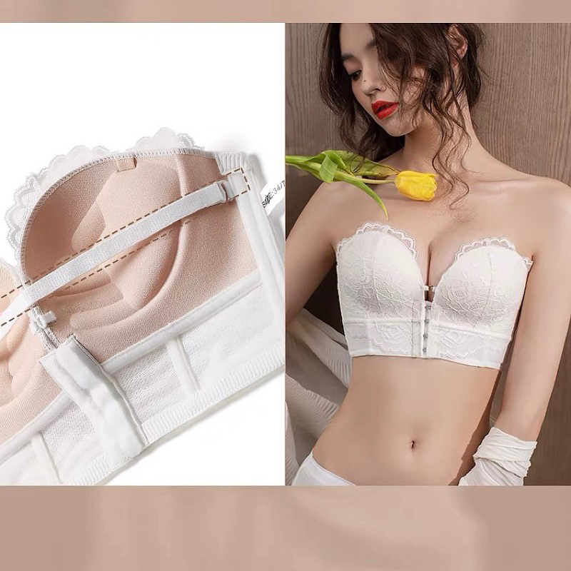 Áo ngực cài trước, Áo Corset cài trước 6 xương định hình ngực, đệm ngực 4,5cm và 1Cm Nâng V1 che khuyết điểm lưng nách