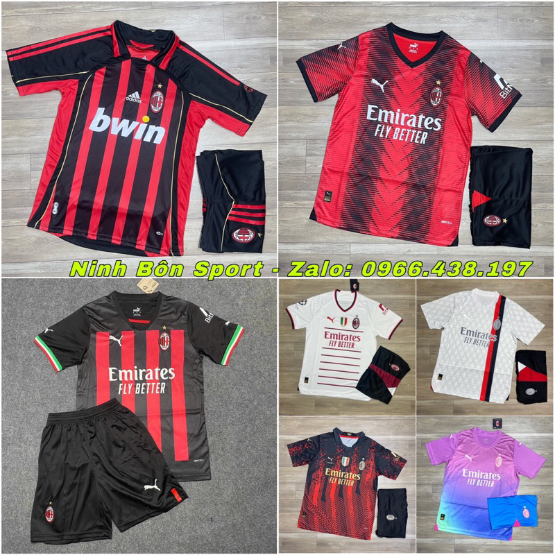 Quần Áo Bóng Đá, Áo Đá Banh CLB AC Milan 23/24 - Chuẩn Mẫu Thi Đấu - Vải Gai Thái Cao Cấp