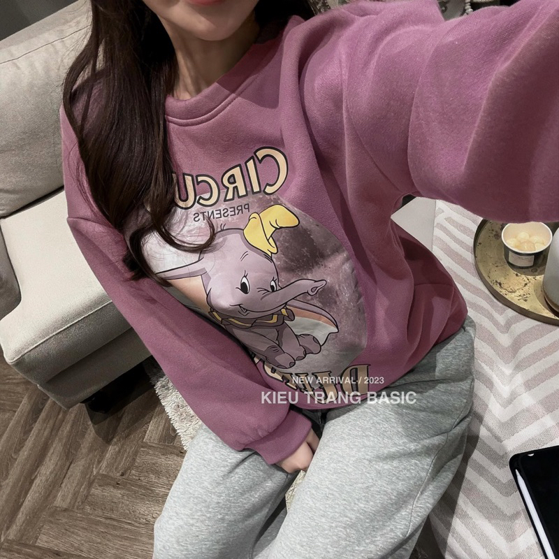 BỘ NỈ HÌNH VOI TÍM CHỮ CIRCUS QUẦN GHI