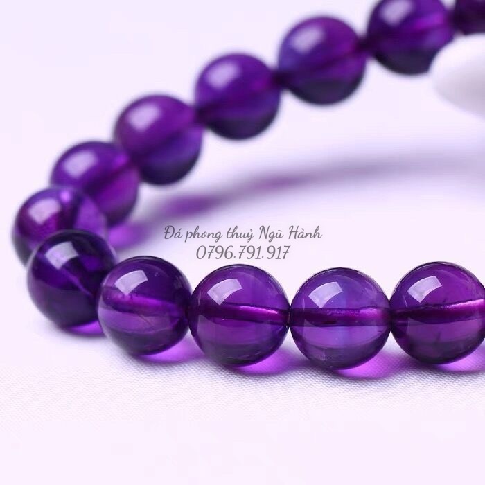 Vòng tay Thach Anh tím 8A svip siêu đẹp kiểm định