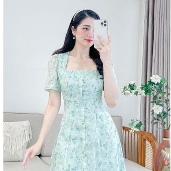 Đầm hoa nhí 2023 , Đầm trễ vai, váy trễ vai đi biển, đi tiệc Chất liệu voan tơ hạt Deloga_official