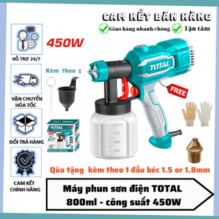 Máy phun sơn dùng điện TOTAL TT3506 súng phun sơn 220-240V~50/60Hz, Công suất 450W, 380ml / phút, 800ml, 0.6 / 0.8mm