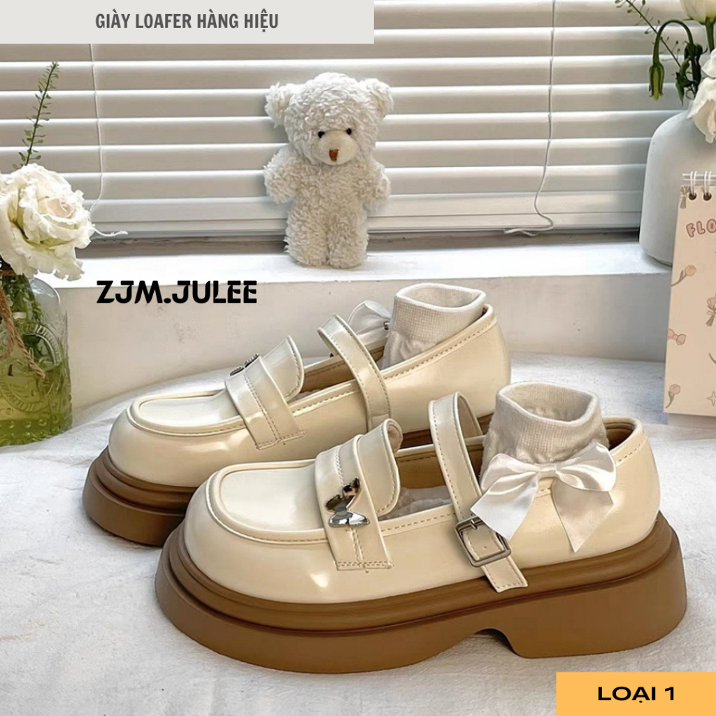 Giày lolita nữ đế bánh mì phong cách Hàn Quốc MSLOF-003 khuy bên - Giày da nữ thời trang