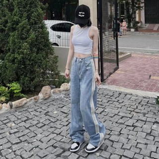 Quần bò ống rộng loang kiểu