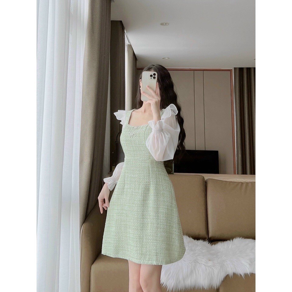 Váy dạ tweed đi hẹn hò 2023, mẫu váy đầm trẻ trung, nhí nhảnh, váy cute vải mềm mại Deloga_official