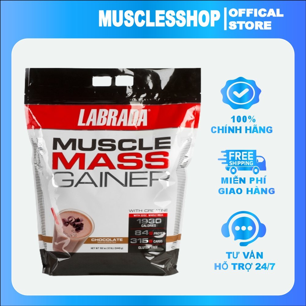 Muscle Mass Gainer - Labrada 12 Lbs  - Sữa tăng cân, hỗ trợ tăng cơ hỗ trợ phát triển cơ bắp dành cho người gầy.