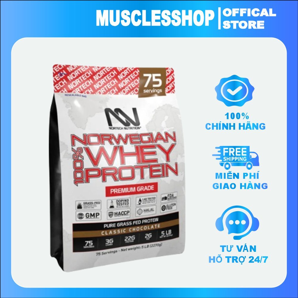 Whey Protein Norwegian - Nortech  -  Sữa Tăng Cơ, bổ sung 22g Whey Protein, Hỗ Trợ Tăng Cơ, Giảm Mỡ.