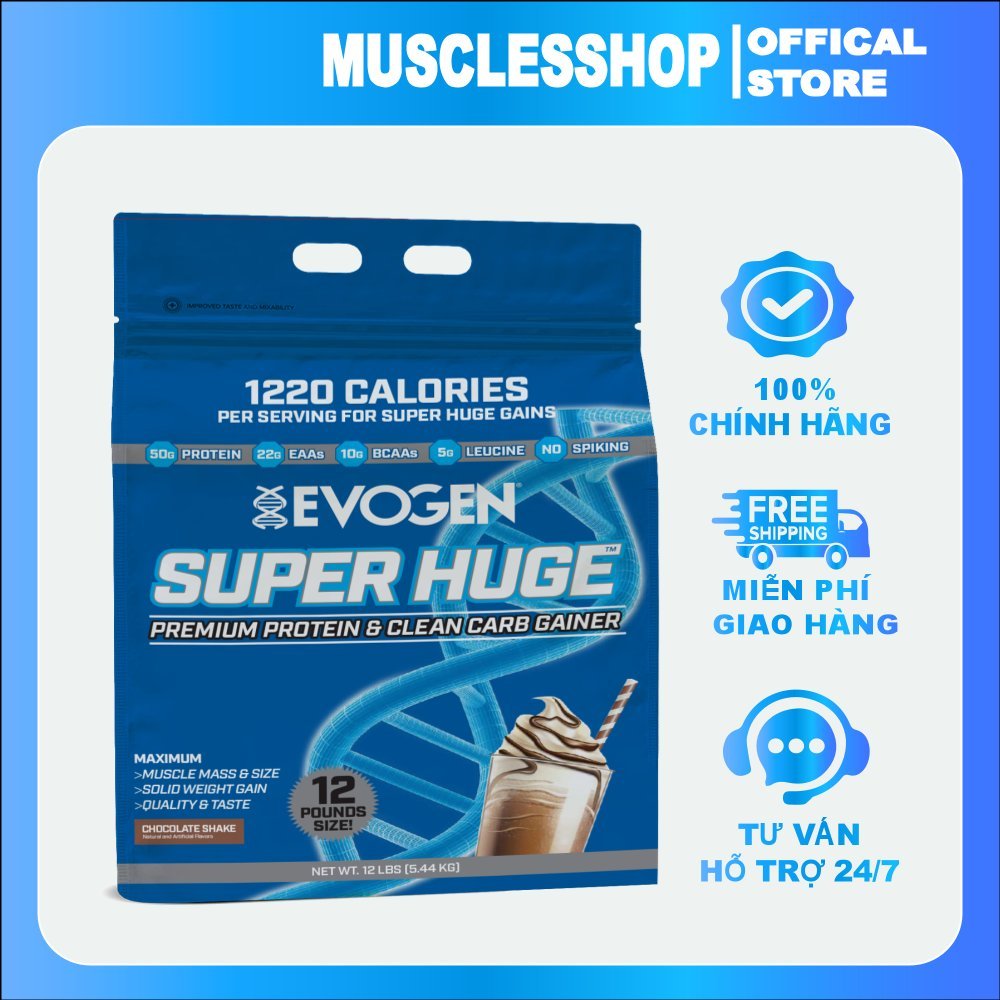 Super Huge - Evogen  - Sữa tăng cân, hỗ trợ tăng cơ nạc hỗ trợ phát triển cơ bắp dành cho người gầy.