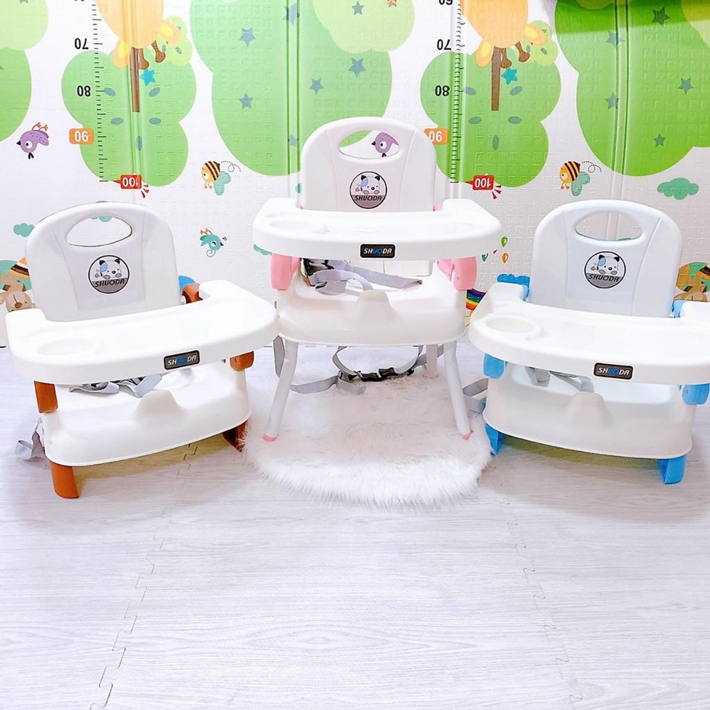 Ghế ăn dặm KÈM CHÂN SẮT cho bé gấp gọn đa năng 3in1 có dây dai an toàn mặt bàn tháo rời BB2C