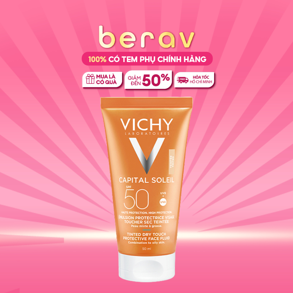 [MẪU MỚI] Kem chống nắng kiềm dầu Vichy SPF 50 UVA+UVB Vichy Capital Soleil Mattifying Dry Touch Face Fluid 50ml